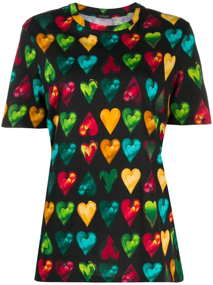 Versace Heart Print T-shirt - Black