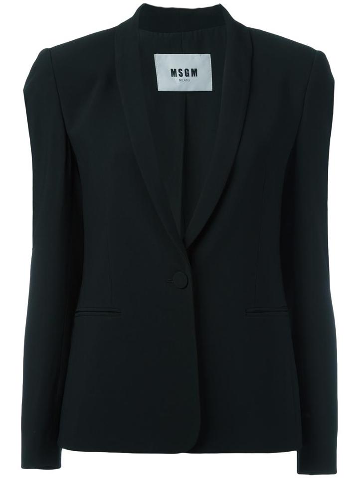Msgm Single Button Blazer, Women's, Size: 40, Black, Acetate/viscose/polyester