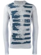 John Smedley 'paint' Jumper, Men's, Size: Large, Blue, Virgin Wool