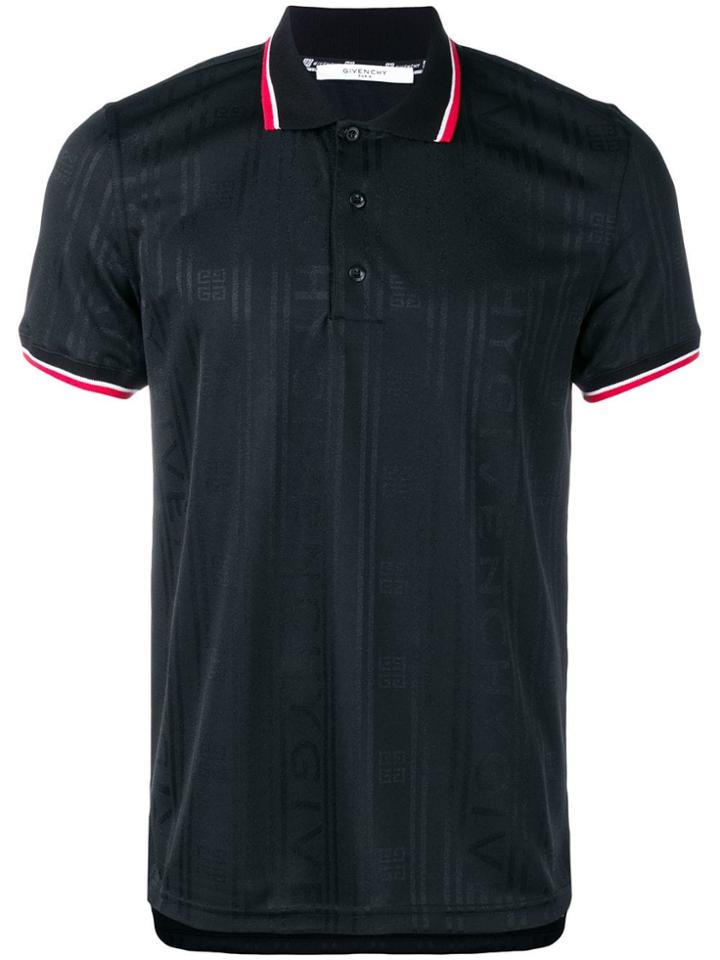 Givenchy Contrast Stripe Polo Shirt - Black