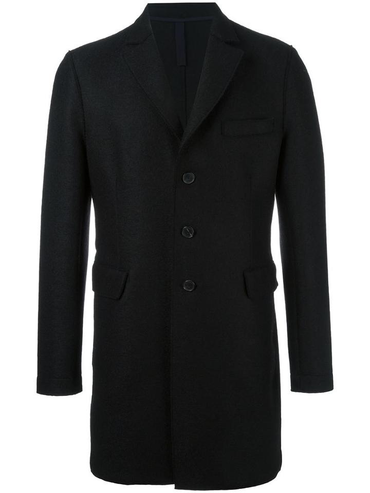 Harris Wharf London Single Breasted Coat, Men's, Size: 52, Black, Virgin Wool