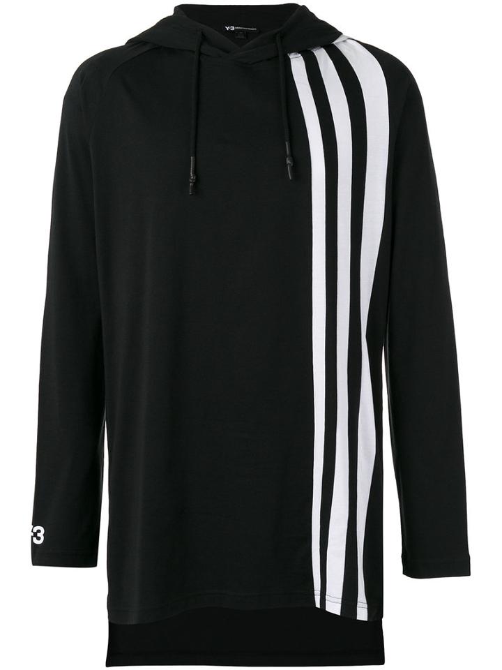 Y-3 Striped Detail Hoodie, Men's, Size: Xl, Black, Cotton