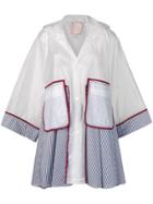 Antonio Marras Stripe Panel Hooded Cape Coat - White