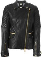 Burberry Brit Quilted Sleeve Biker Jacket, Women's, Size: 10, Black, Lamb Skin/cotton/viscose/polyurethane