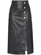 Skiim Lucy Button Detail Leather Skirt - Blue