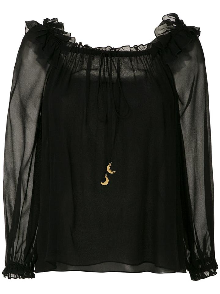 Nk Ruffled Silk Blouse - Black