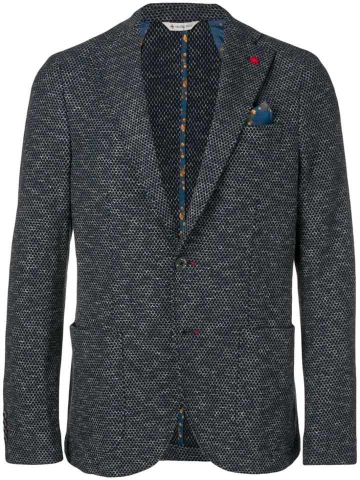 Manuel Ritz Lapel Button Blazer - Blue