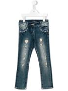 Miss Blumarine Embellished Distressed Jeans, Girl's, Size: 12 Yrs, Blue