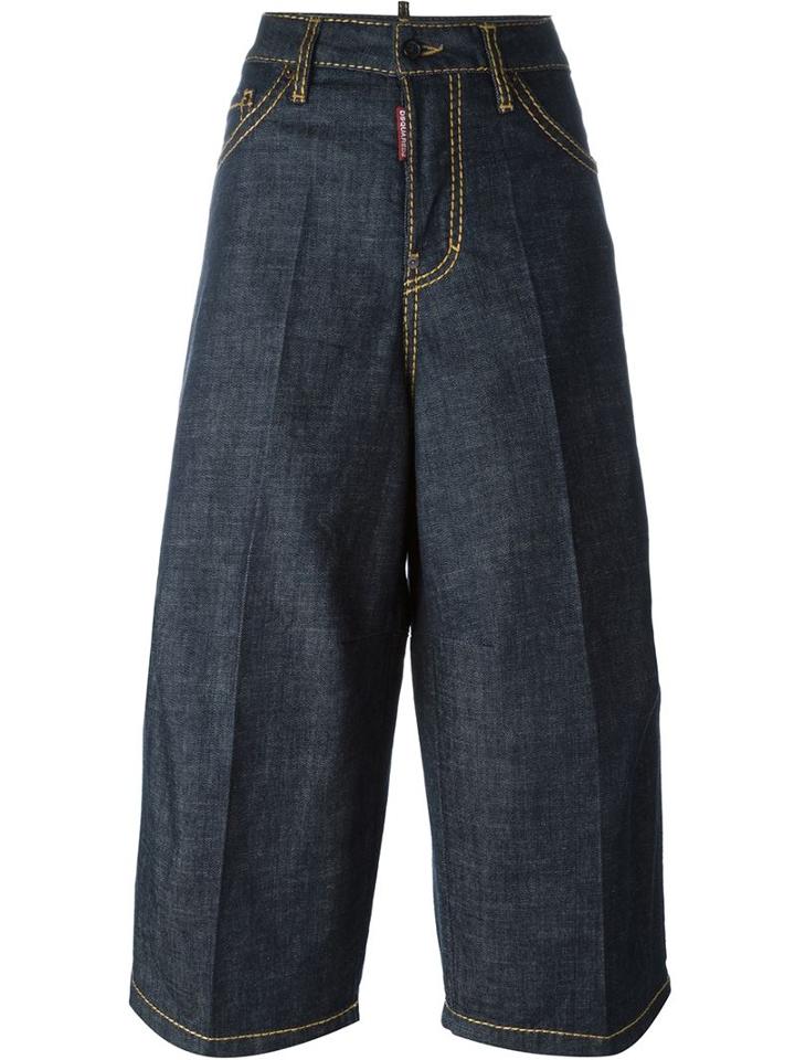 Dsquared2 'captain' Culotte Jeans, Women's, Size: 42, Blue, Cotton/spandex/elastane/polyester