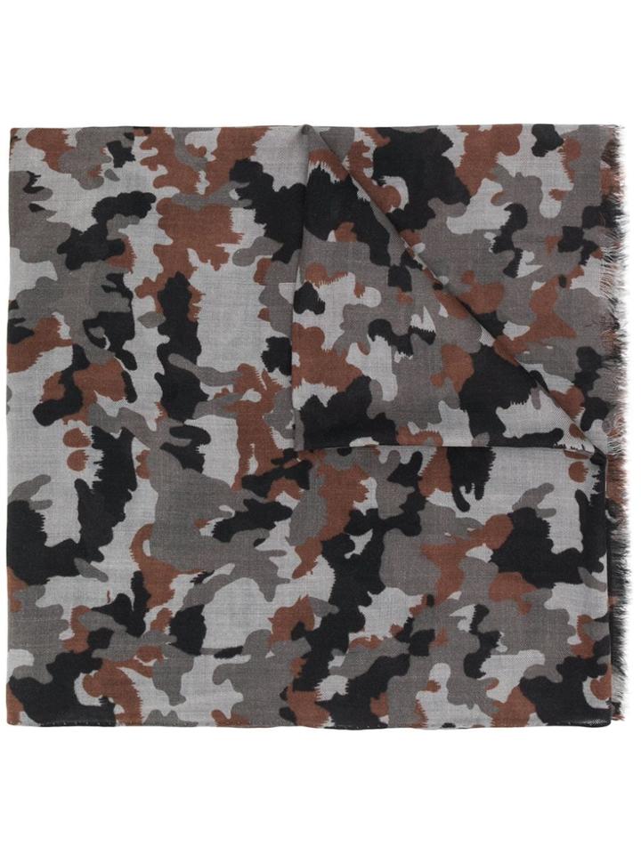 Z Zegna Camouflage Print Scarf - Grey