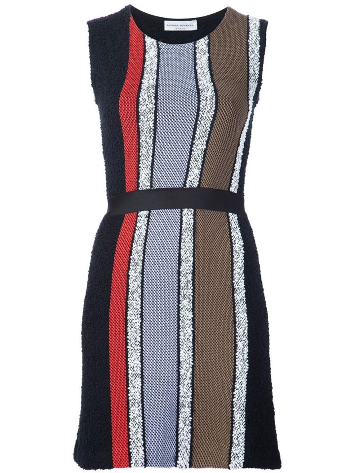 Sonia Rykiel Striped Sleeveless Dress, Women's, Size: Medium, Black, Cotton/polyamide