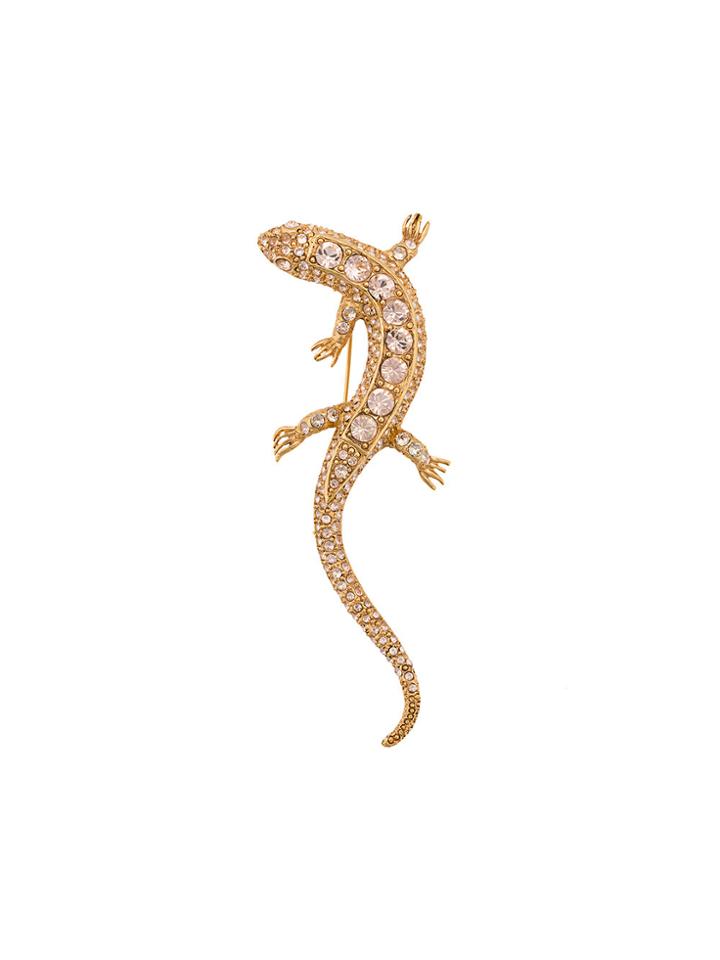 Oscar De La Renta Lizard Brooch - Metallic