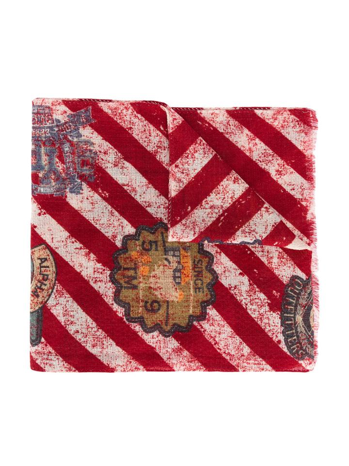 Officina 51 Printed Striped Scarf - Red