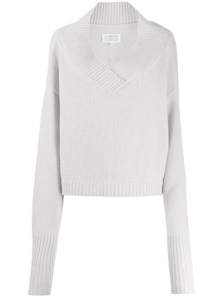 Maison Margiela High Collar V-neck Jumper - Grey