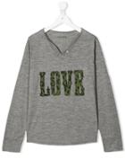 Zadig & Voltaire Kids Teen Love Jersey Top - Grey