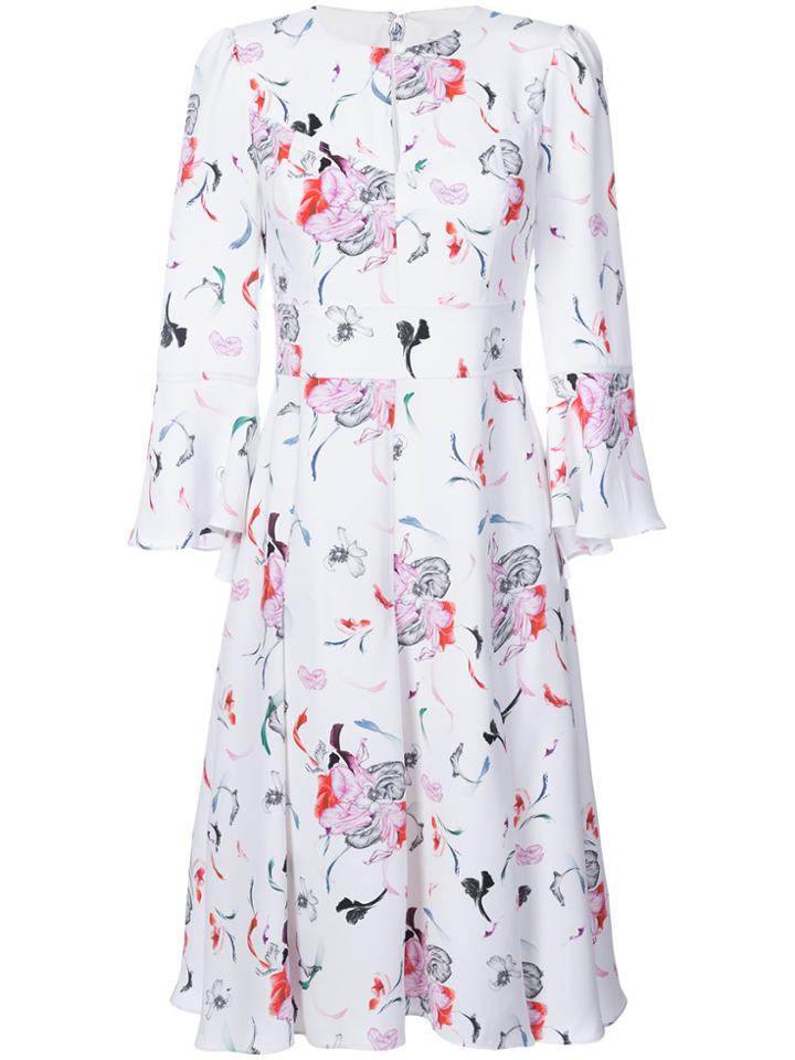 Prabal Gurung Pleated Skirt Floral Dress - White