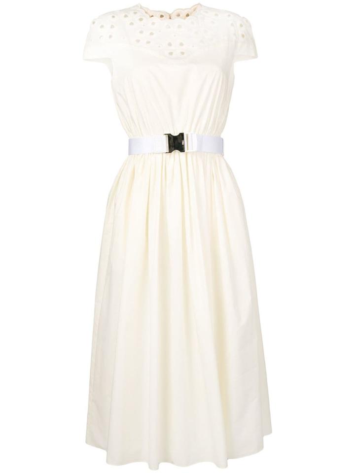 Fendi Laser-cut Collar Midi Dress - White