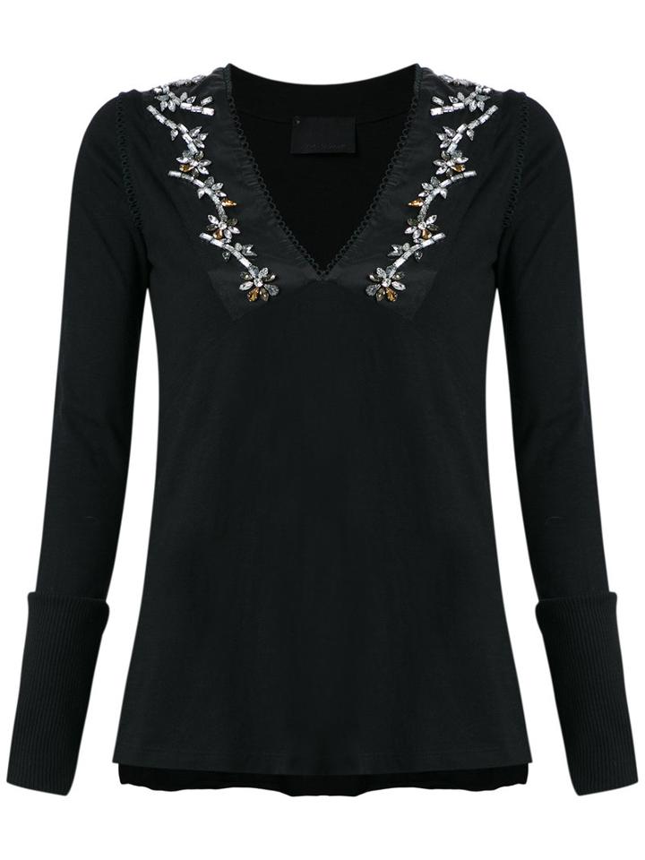 Andrea Bogosian Embellished Top, Women's, Size: P, Black, Silk/cotton