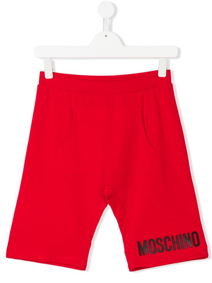 Moschino Kids Teen Logo Printed Shorts - Red
