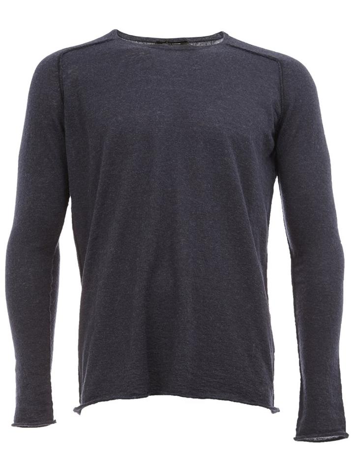 Roberto Collina Crew Neck Slim-fit Pullover, Men's, Size: 52, Blue, Nylon/alpaca/merino