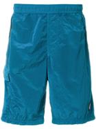 Stone Island Logo Patch Bermuda Swim Shorts - Blue
