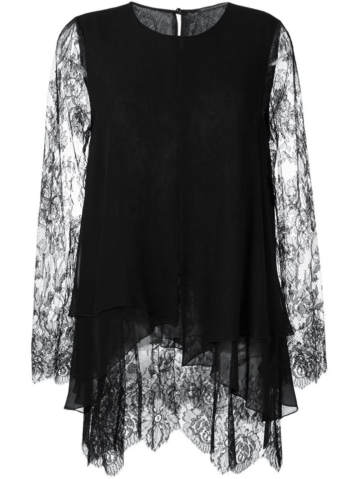 Ermanno Scervino Lace Blouse, Women's, Size: 42, Black, Silk/polyamide
