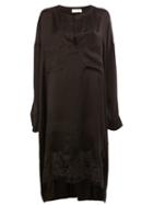 Faith Connexion Lace Hem Long Fit Blouse, Women's, Size: Xs, Black, Silk