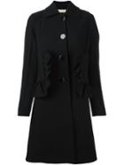 Marni Ruffled Coat, Women's, Size: 40, Black, Cotton/polyamide/spandex/elastane