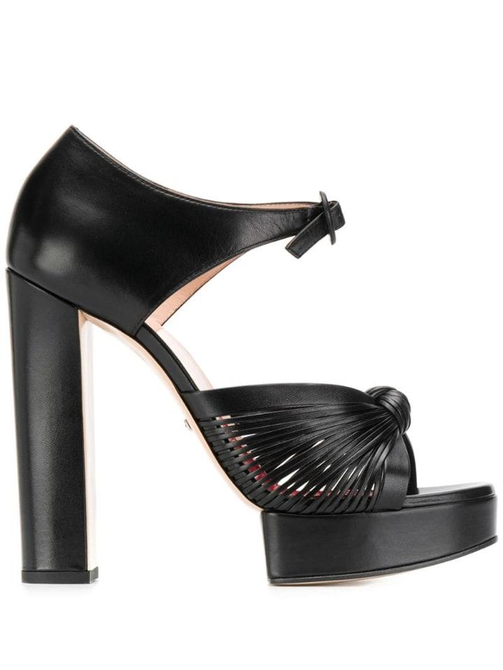 Gucci Platform Knot Detail Sandals - Black