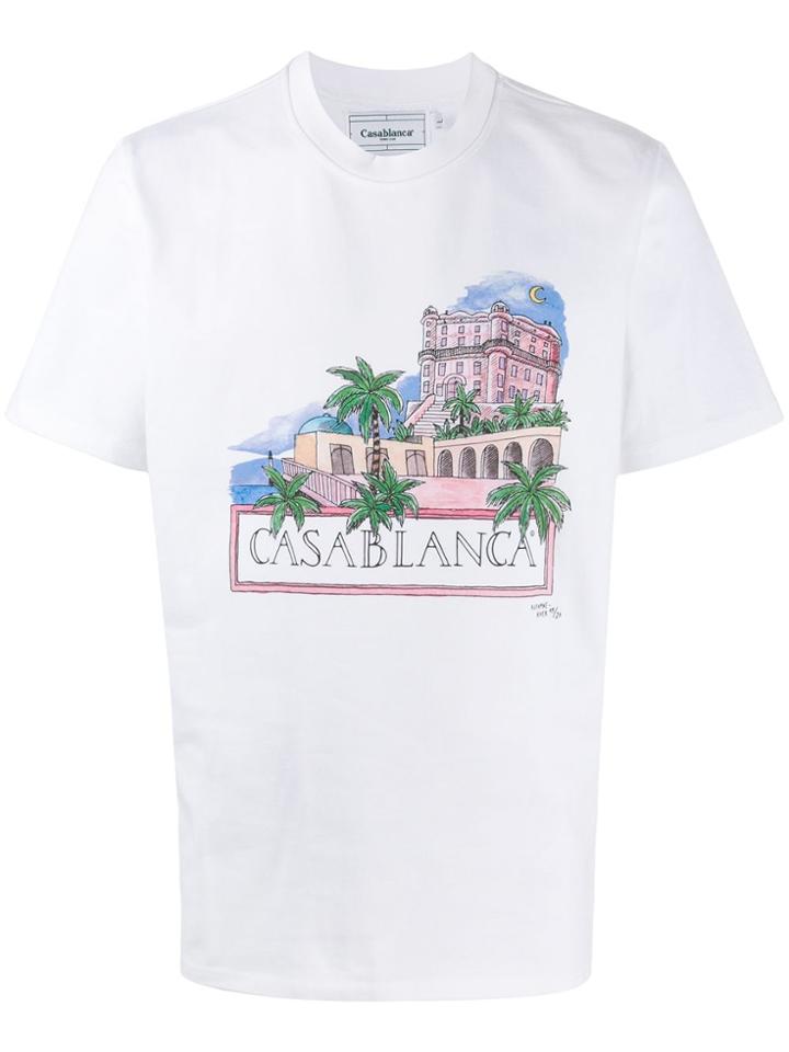 Casablanca Short Sleeve Maison Print T-shirt - White