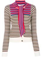 Marco De Vincenzo Striped Neck-tie Cardigan - White