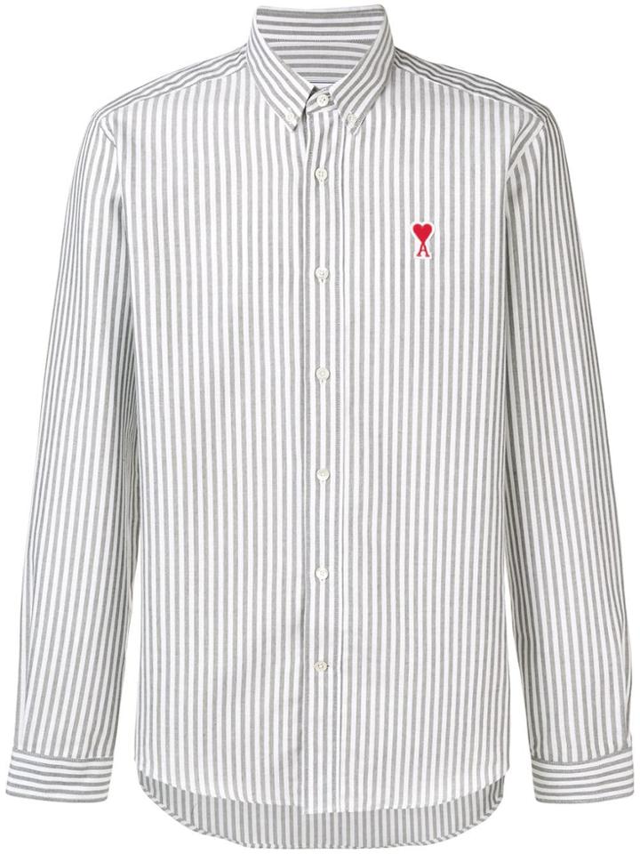 Ami Alexandre Mattiussi Button-down Shirt Ami De Coeur Patch - Grey