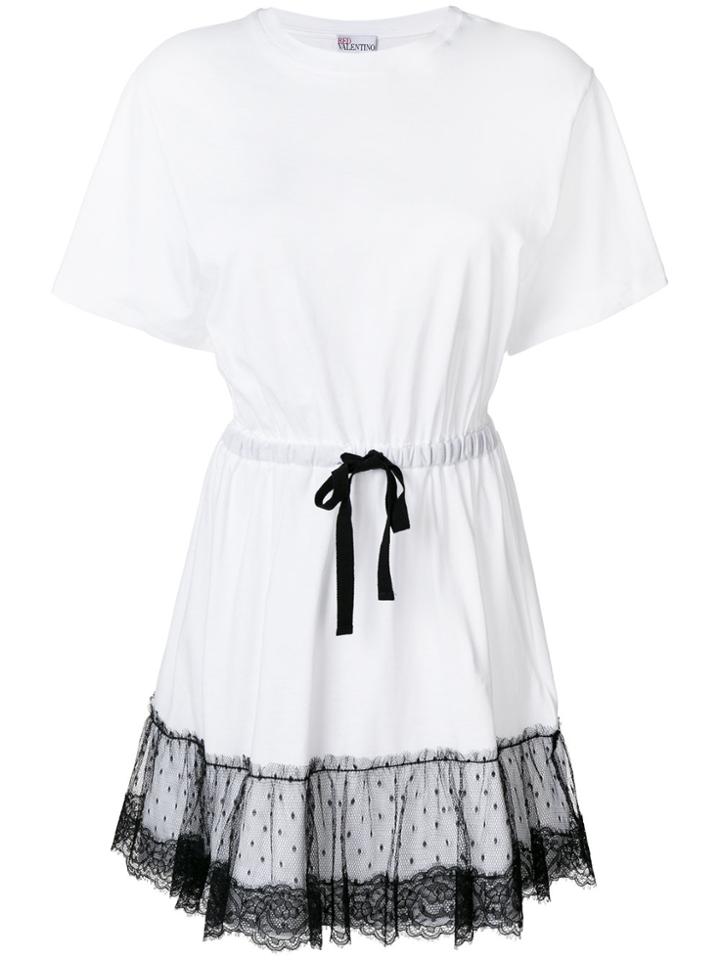 Red Valentino Lace Peplum Hem T-shirt Dress - White