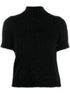 Red Valentino High Collared Knitted Top - Black