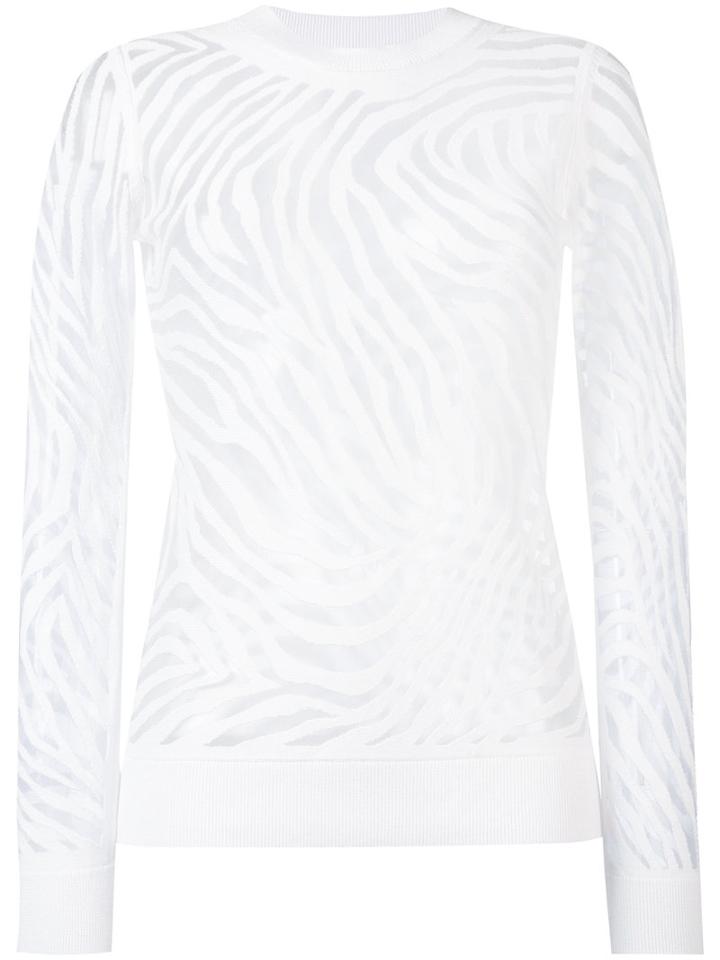 Michael Michael Kors - Sheer Zebra Pattern Jumper - Women - Polyester/viscose - L, White, Polyester/viscose