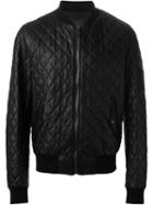 Dolce & Gabbana Quilted Leather Bomber Jacket, Men's, Size: 48, Black, Lamb Skin/cupro/viscose/polyester