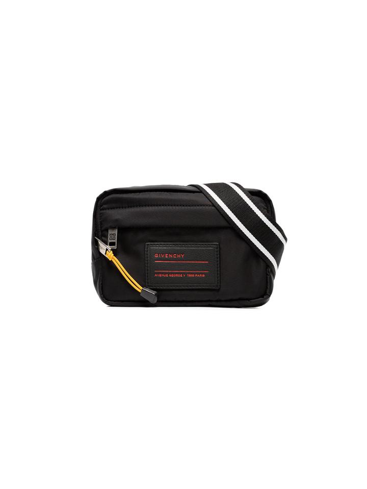 Givenchy Black, White And Red Logo Contrast Trim Bum Bag