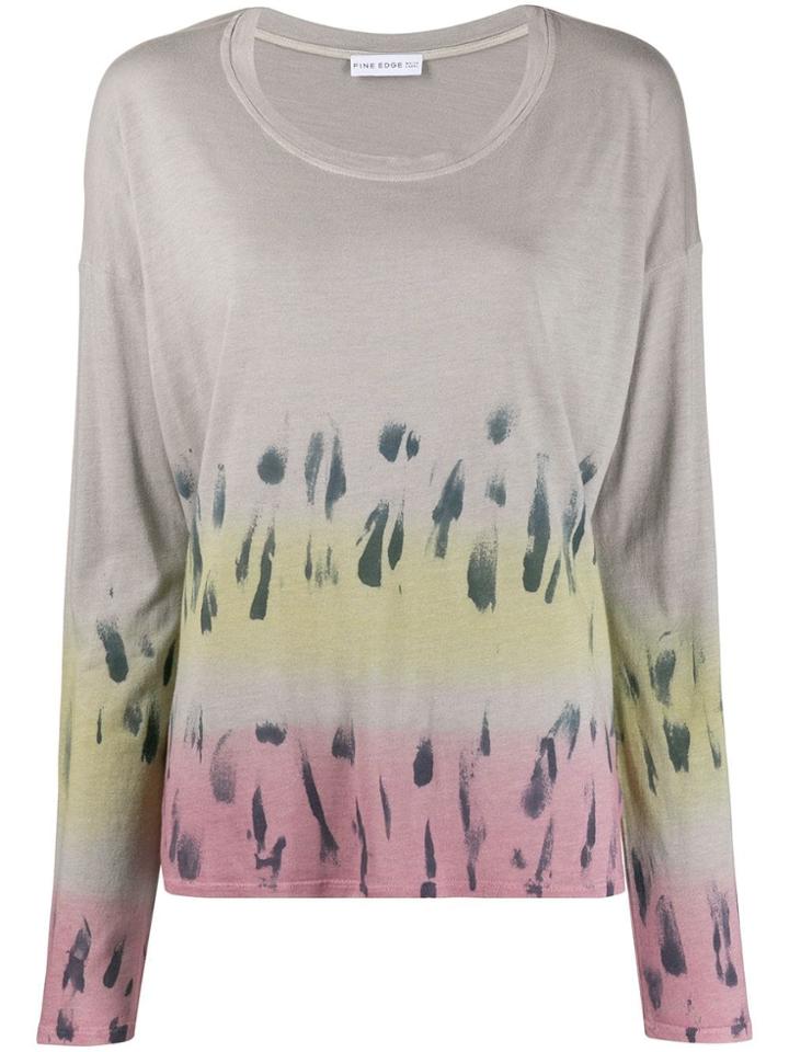 Fine Edge Tie-dye Knitted Top - Grey