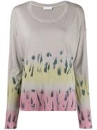 Fine Edge Tie-dye Knitted Top - Grey