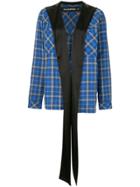 Filles A Papa Draped-front Checked Shirt - Blue