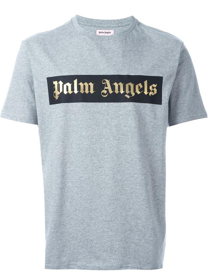 Palm Angels Logo Print T-shirt, Men's, Size: Large, Grey, Cotton