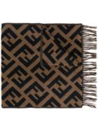 Fendi Zucca Logo Cashmere Scarf - Brown