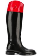 Alexander Mcqueen Contrast Band Riding Boots - Black