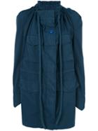 Mm6 Maison Margiela - Draped Coat - Women - Cotton/polyester/spandex/elastane - 40, Blue, Cotton/polyester/spandex/elastane