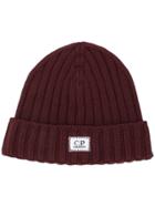 Cp Company Logo Beanie Hat - Red