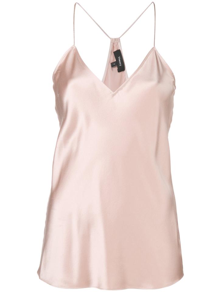 Theory V-neck Slip Top - Pink & Purple