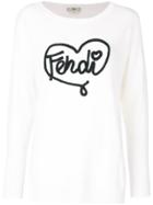 Fendi Logo Embroidered Sweater - White