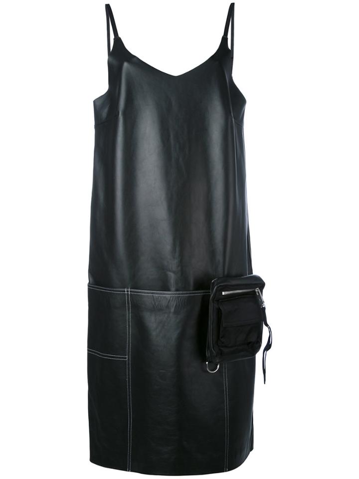 Alyx V-neck Shift Leather Dress - Black