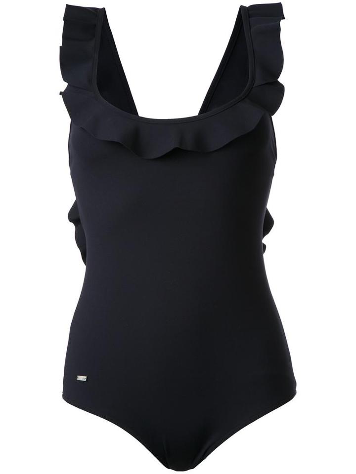 Fendi Ruffled Swimsuit, Women's, Size: 44, Black, Polyamide/spandex/elastane