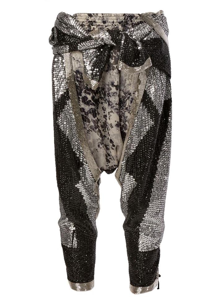 Faith Connexion Sequin Embellished Harem Pants, Men's, Size: Small, Grey, Silk